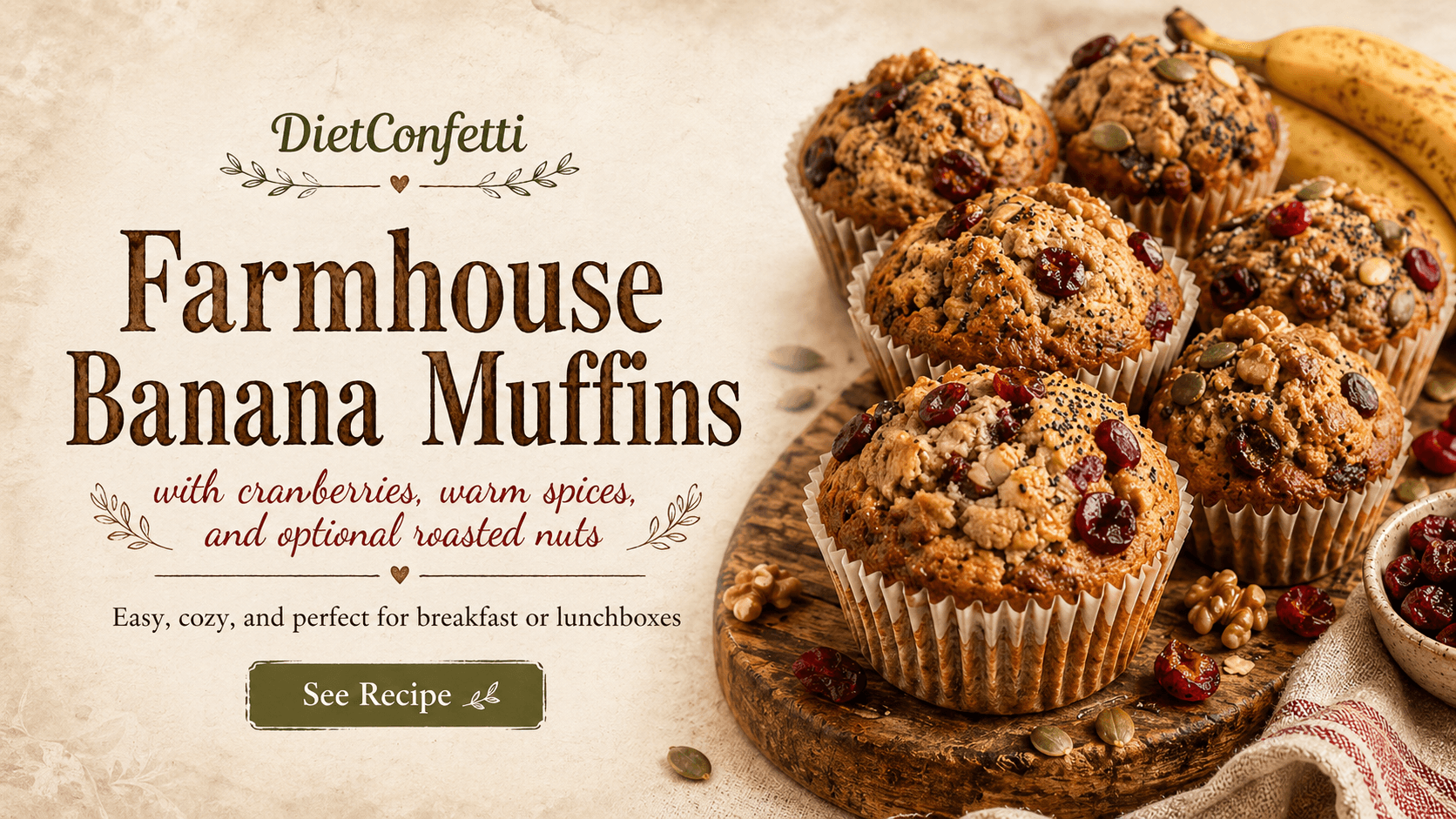 Farmhouse Banana Muffin recipe from DietConfetti